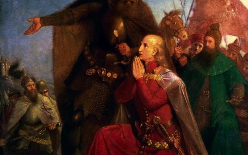 Jan Matejko „Władysław Jagiełło z Witoldem modlący się przed bitwą pod Grunwaldem” 1855, Muzeum Naro