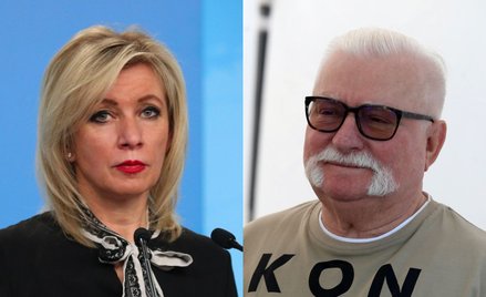 Rzeczniczka rosyjskiego MSZ Maria Zacharowa i były prezydent Polski Lech Wałęsa