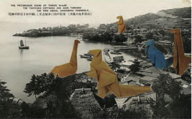 Jan Dziaczkowki, bez tytułu, z cyklu „Japanese Monster Movies", 2009, kolaż, 15 x 10 cm, zdj. dzięki