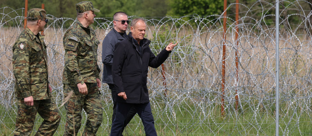 Donald Tusk na granicy z Białorusią