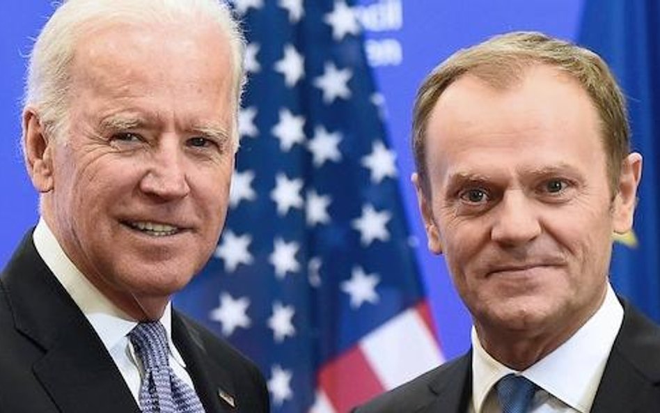 Donald Tusk i amerykański wiceprezydent Joe Biden