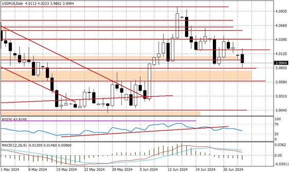 Wykres dzienny USDPLN