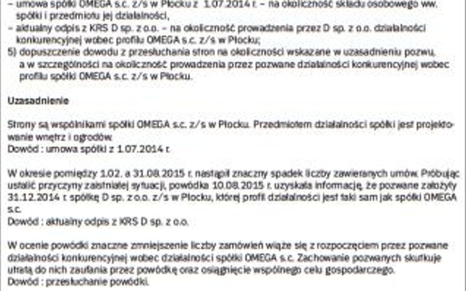 Wzór pozwu o rozwiązanie s.c.