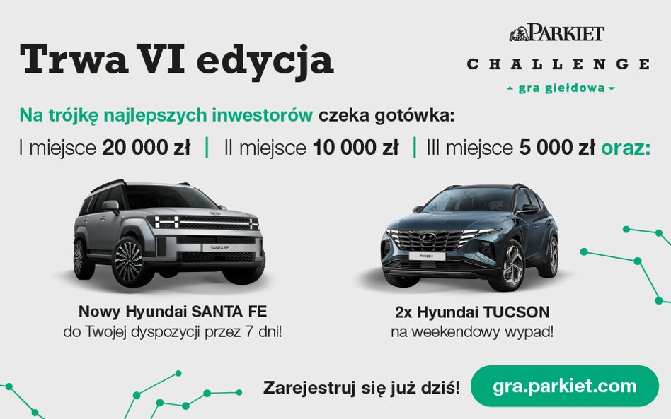 Czekają pieniądze i samochód na tydzień. Graj w Parkiet Challenge!