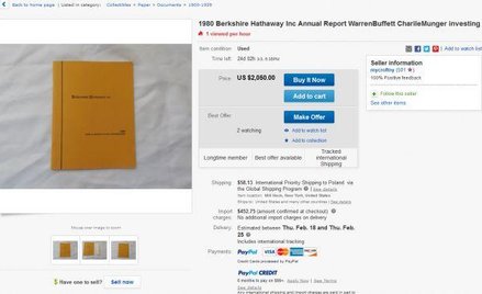 Historyczne raporty Buffetta na ebayu