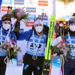 Na podium stanęły Justine Braisaz-Bouchet (w środku), Julia Simon (z lewej) i Mona Brorsson