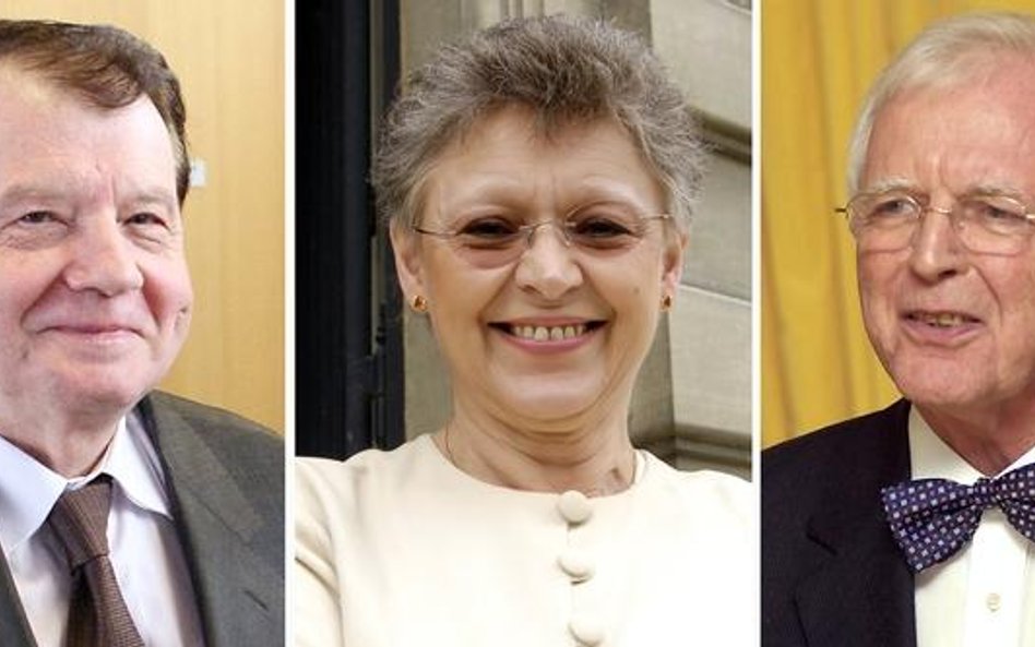 Tegoroczni nobliści z medycyny. Od lewej: Luc Montagner, Françoise Barré-Sinoussi, Harald zur Hausen