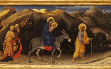 „Ucieczka do Egiptu” (obraz Gentile da Fabriano). Według tradycji biblijnej Święta Rodzina uciekała 
