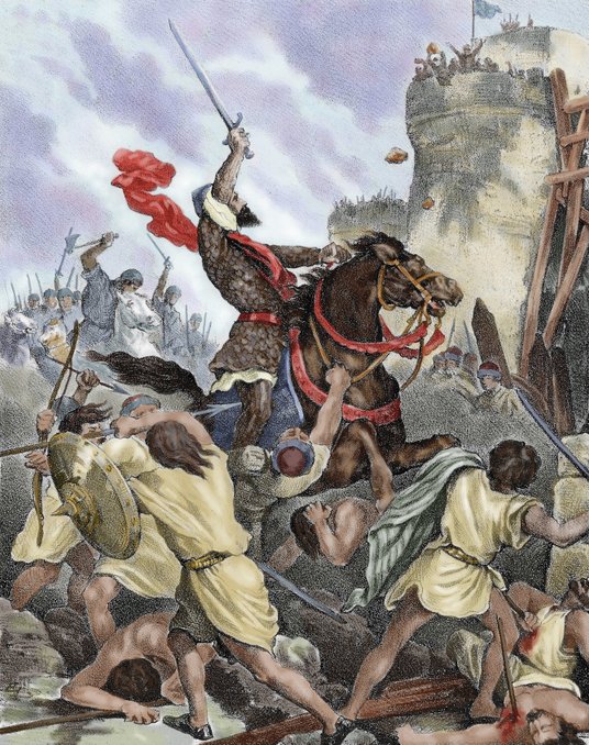 Cyd, czyli Rodrigo Diaz de Vivar (ok. 1043–1099), kastylijski szlachcic i dowódca, podczas podboju W