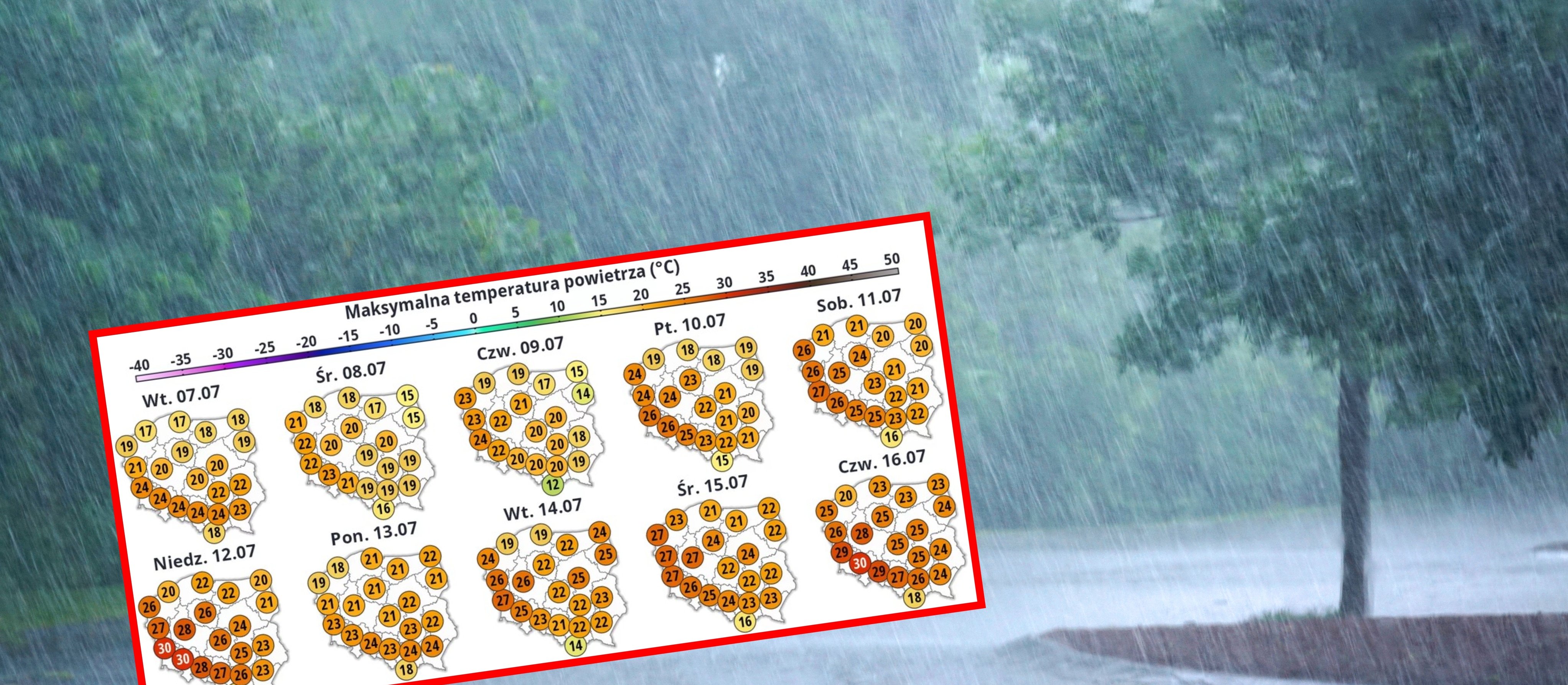 Polarne powietrze, deszcz i burze, ale w prognozach są już upały. Znów prawie 40 stopni Celsjusza