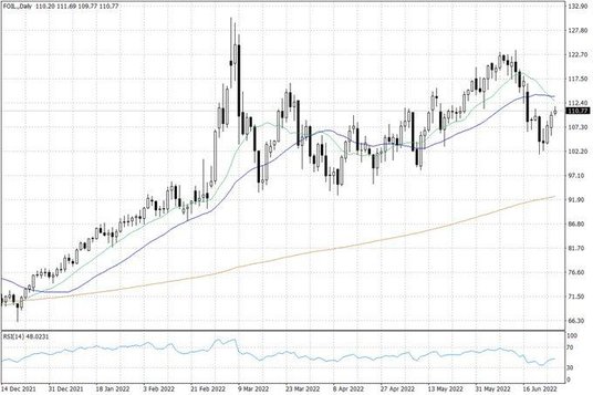 Notowania ropy naftowej WTI – dane dzienne