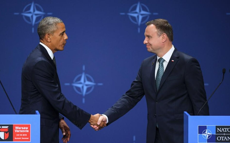 Prezydent Andrzej Duda i były prezydent Stanów Zjednoczonych Barack Obama