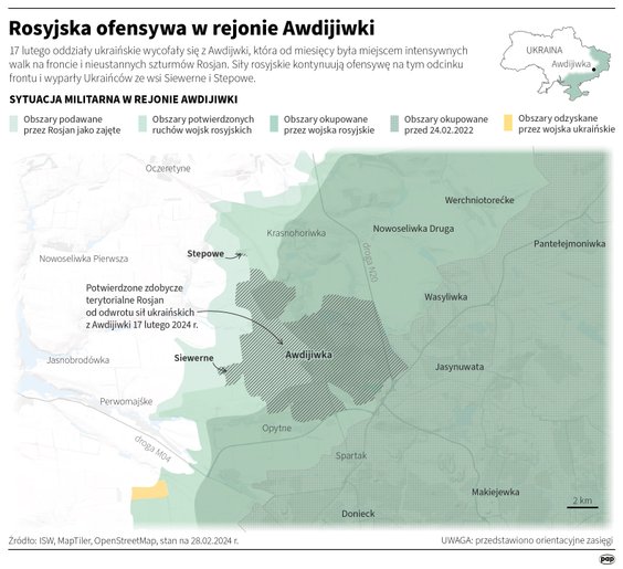 Tak wyglądają rosyjskie postępy w rejonie Awdijiwki w ostatnich dniach