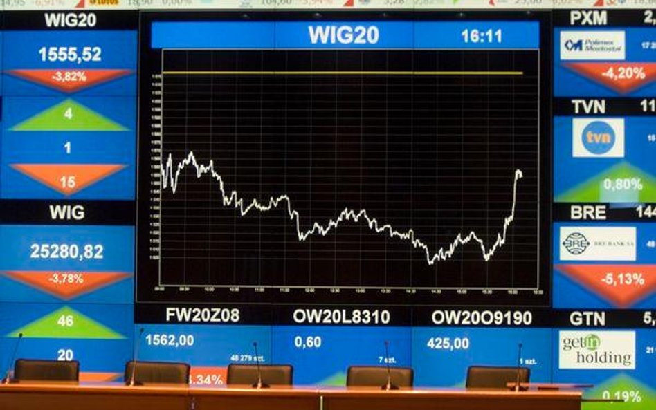 We wtorek ok. godz. 13:20 indeks WIG20 rósł o 0,64% i wynosił 2.453 pkt