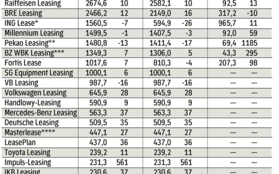 Finansowanie udzielone przez firmy leasingowe