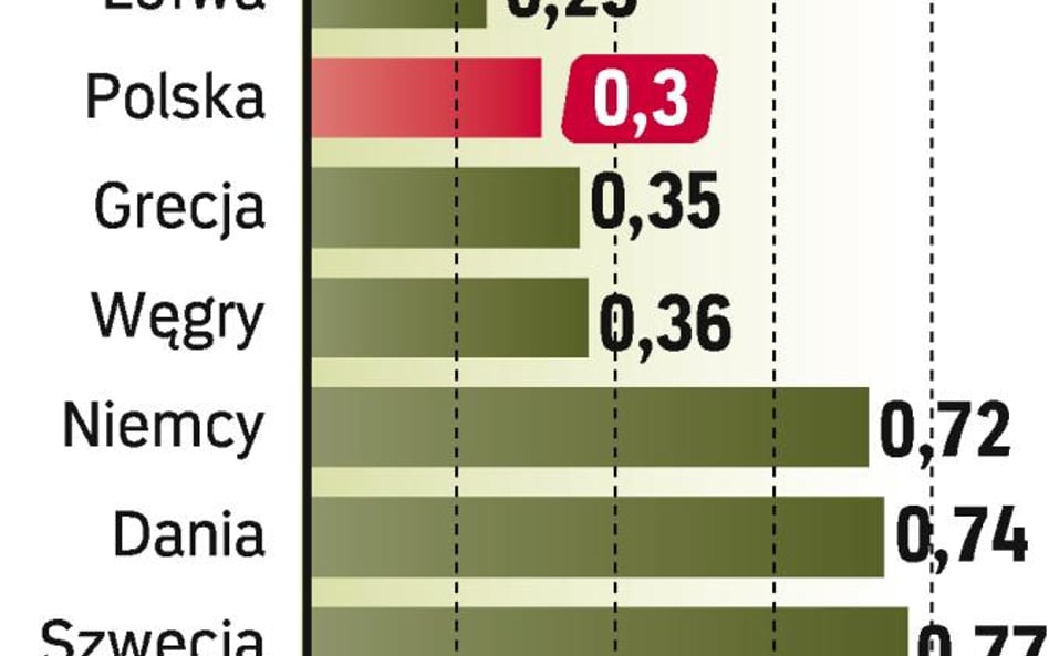 Za nami są: Łotwa, Bułgaria, Litwa i Rumunia, w 2011 r. wyprzedziła nas Słowacja.