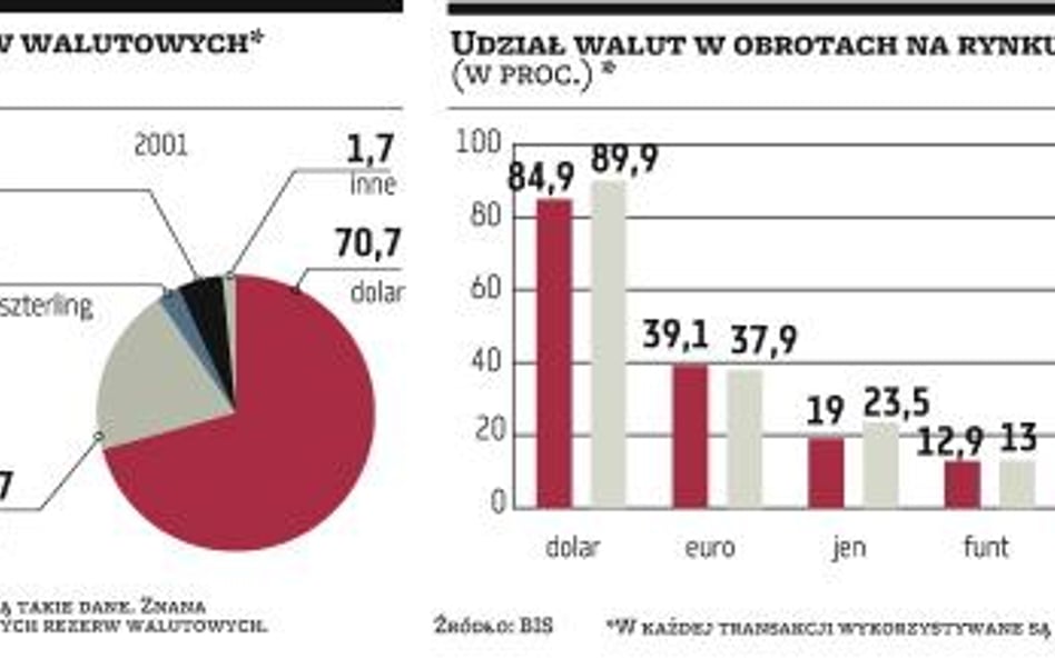 Dolar jest wciąż dominującą walutą w handlu i na rynkach finansowych. Ale euro rośnie w siłę