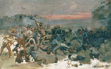 „The Fall of the Alamo”, kopia obrazu Roberta Jenkinsa Onderdonka z 1903 roku ukazujący scenę przeda