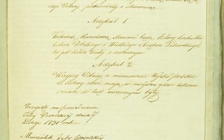 Uchwała w sprawie wprowadzenia kokardy narodowej. Warszawa, 7 lutego 1831