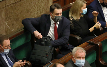 Poseł PiS Łukasz Mejza na sali Sejmu