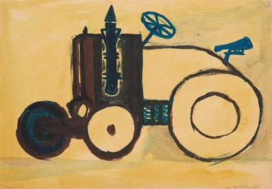 Andrzej Wróblewski namalował traktor. Fot. Desa Unicum/Marcin Koniak