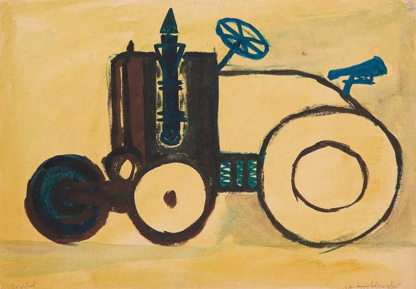 Andrzej Wróblewski namalował traktor. Fot. Desa Unicum/Marcin Koniak