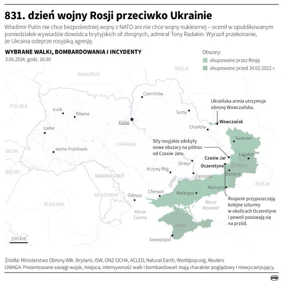 Tak wyglądała sytuacja na Ukrainie w 831 dniu wojny