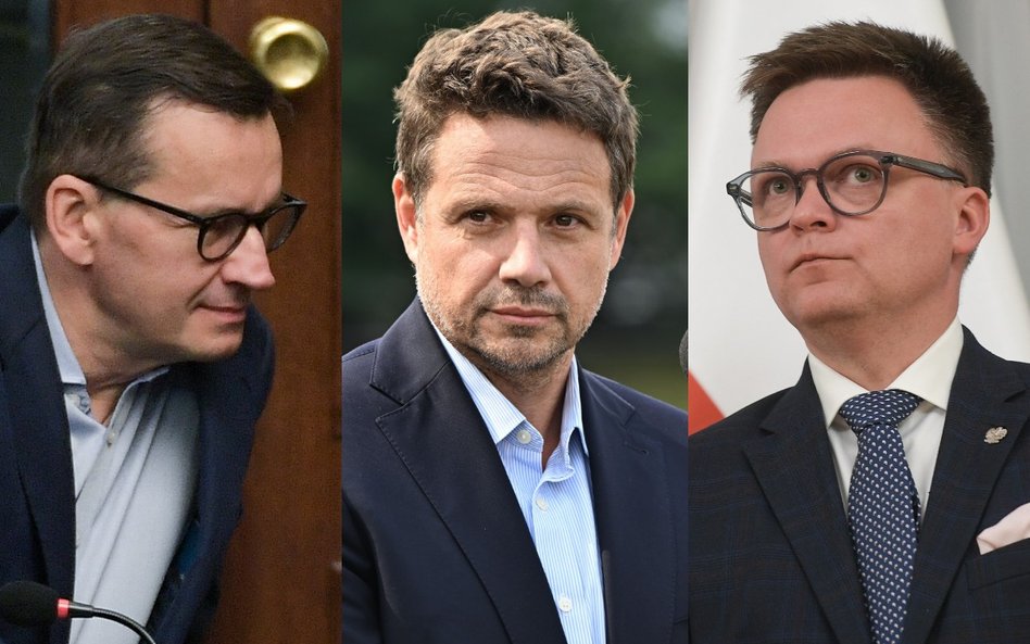 Mateusz Morawiecki, Rafał Trzaskowski i Szymon Hołownia