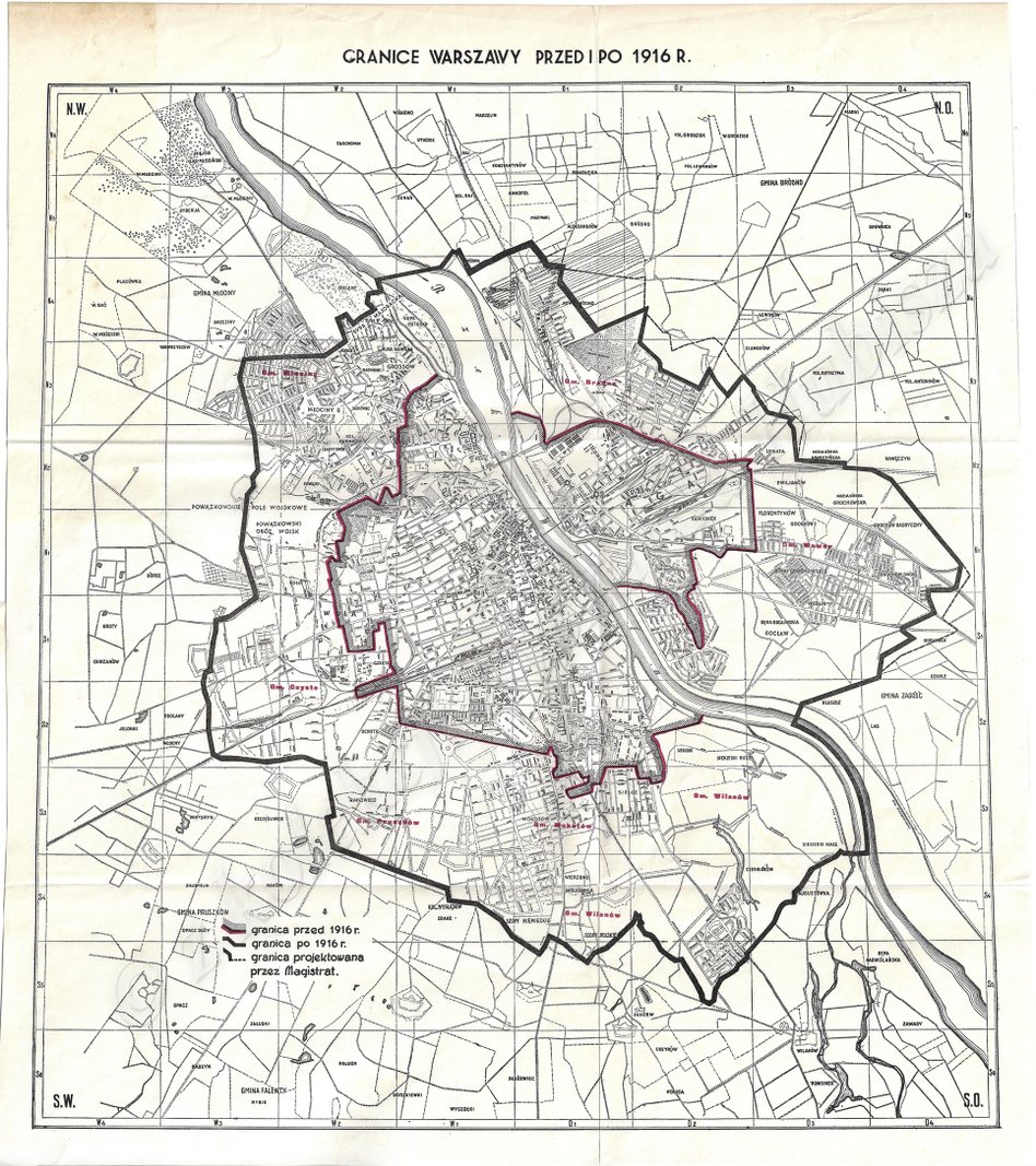 Do 1916 roku Warszawa była zamknięta w granicach zbliżonych do dzisiejszego Śródmieścia i starej czę