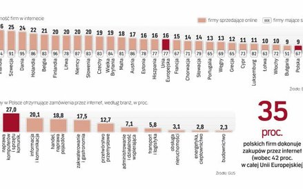 Nie tylko w Polsce Firmy dużo chętniej kupują przez Internet, niż sprzedają za pośrednictwem sieci
