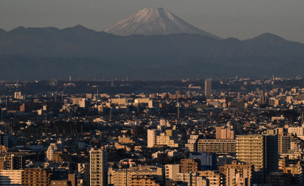 Widok na górę Fuji z dzielnicy Shinjuku w centralnym Tokio