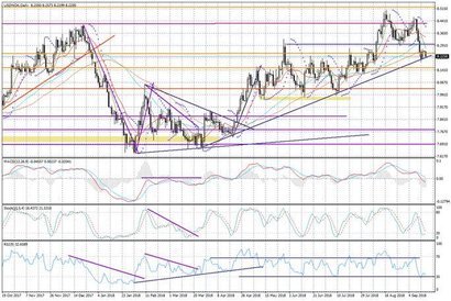 Wykres dzienny USDNOK