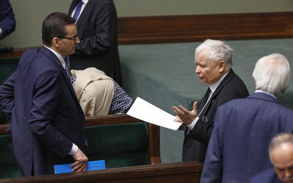 Premier Mateusz Morawiecki i Jarosław Kaczyński, prezes PiS