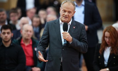 Donald Tusk podczas spotkania z mieszkańcami Krakowa
