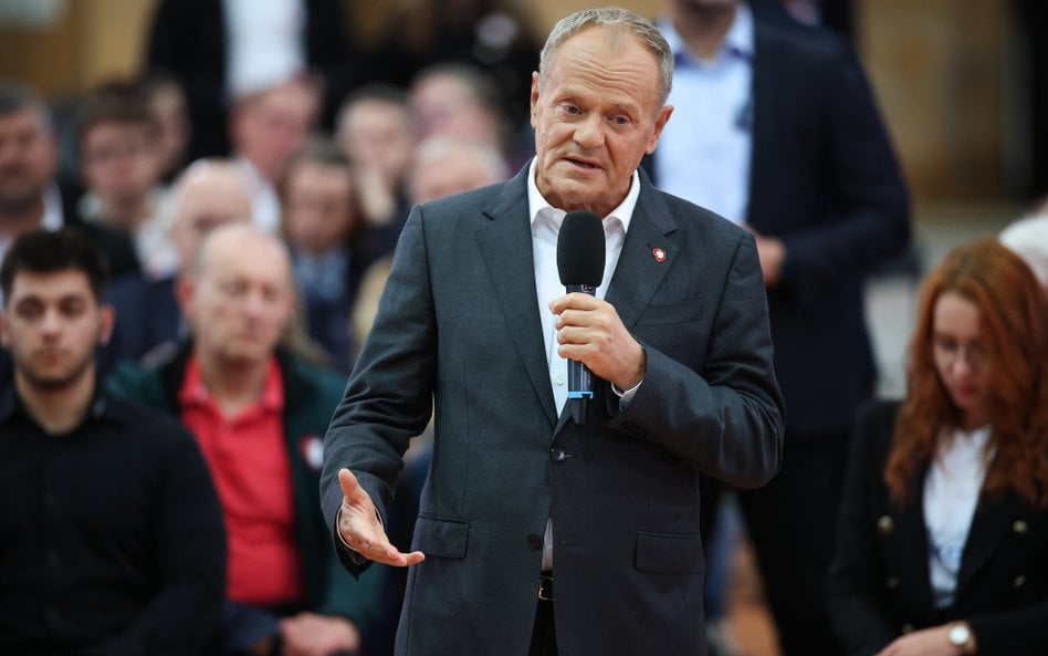 Donald Tusk podczas spotkania z mieszkańcami Krakowa