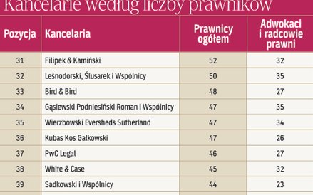 Kancelarie według liczby prawników