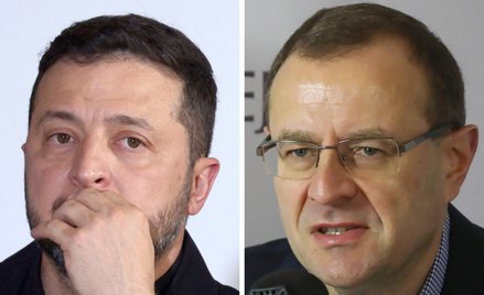 Prezydent Ukrainy Wołodymyr Zełenski oraz prof. Antoni Dudek, politolog i historyk