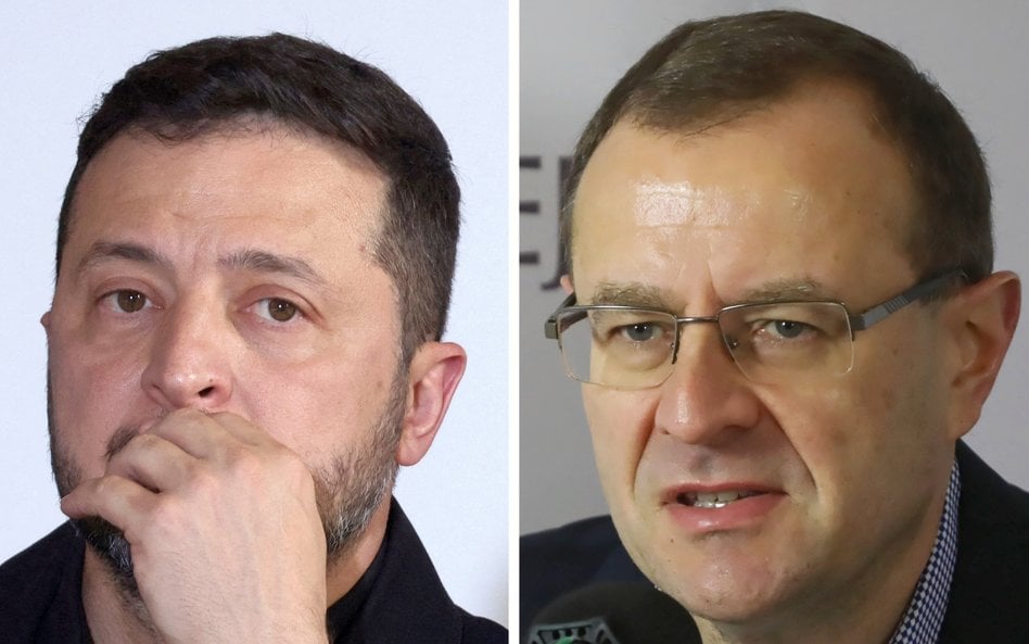 Prezydent Ukrainy Wołodymyr Zełenski oraz prof. Antoni Dudek, politolog i historyk