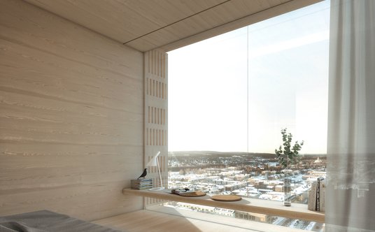 Wnętrze jednego z pokoi w Wood Hotel.