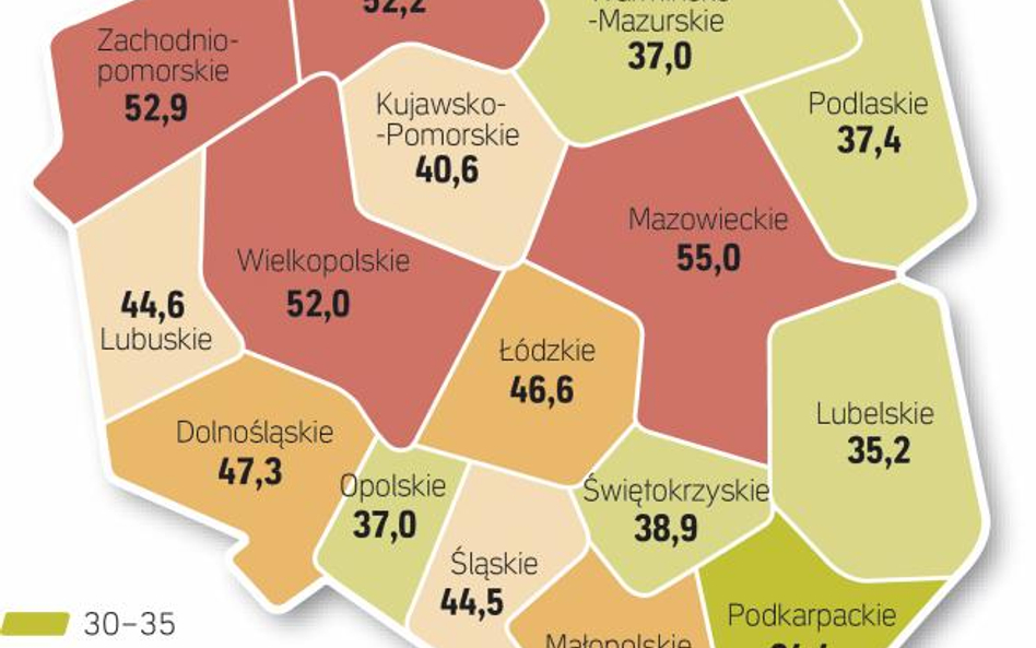 Województwa południowego pasa prezentują pełen przekrój skali polskiej drobnej przedsiębiorczości.
