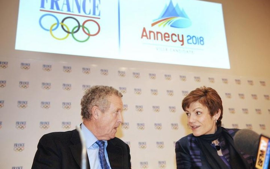 Mistrz olimpijski Guy Drut i francuska minister sportu Chantal Jouanno