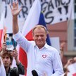 Przewodniczący Platformy Obywatelskiej Donald Tusk na wiecu na pl. Nowy Targ we Wrocławiu