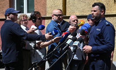 Marcin Zagórski, rzecznik Komendanta Centralnego Biura Zwalczania Cyberprzestępczości podczas briefi