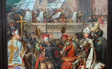 „Wjazd wielkiego mistrza Siegfrieda von Feuchtwangen do zamku malborskiego”, obraz Karla Wilhelma Ko