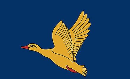 Flaga z kaczką pochodzi z pieczęci Księstwa Pszczyńskiego