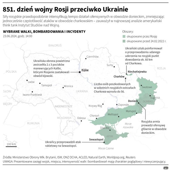 Tak wyglądała sytuacja na froncie w 851 dniu wojny