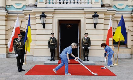 Przed spotkaniem prezydentów Andrzeja Dudy i Wołodymyra Zełenskiego w Kijowie, 28 czerwca 2025 r.