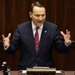Szef MSZ Radosław Sikorski podczas swojego exposé w Sejmie