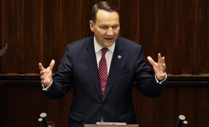 Szef MSZ Radosław Sikorski podczas swojego exposé w Sejmie