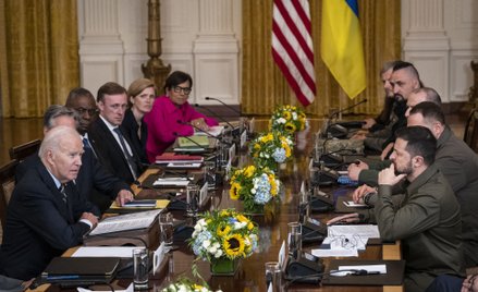 Wołodymyr Zełenski w czasie spotkania z Joe Bidenem